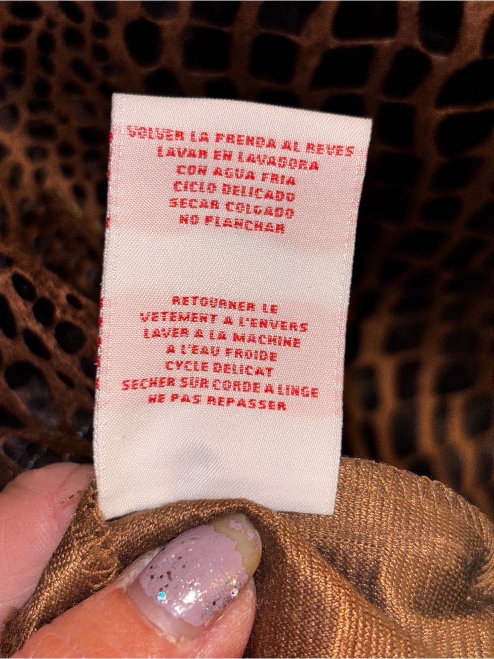 Ruby Rd. Sz.10 Croc-Embossed Glossy Brown Faux Leather Jacket ptp:21 length:22 - Picture 3 of 10